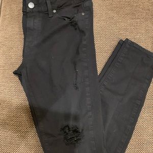 Paige black distressed skinnies